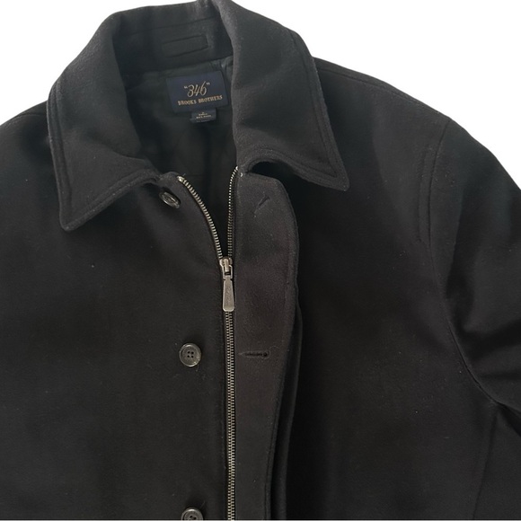 BROOKS BROTHERS BLACK WOOL COAT SIZE LARGE - Picture 5 of 12